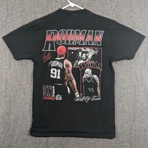 Rodman Apparal 100% Cotton Black Graphic T-Shirt Dennis Rodman The Worm Size M